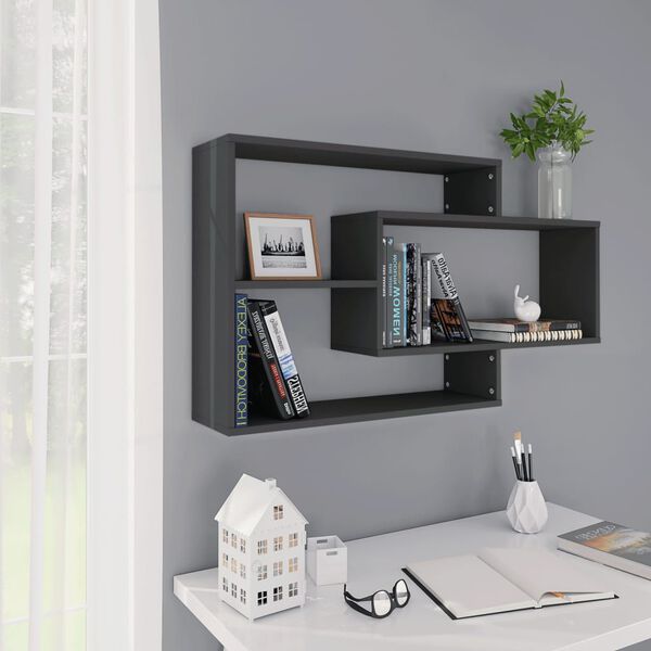 vidaXL Wall Shelf Grey 104x20x58.5 cm Engineered Wood