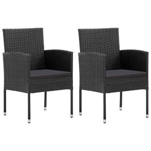 vidaXL Garden Chair | Set of 2 | Black | PE Rattan, Steel | Standard | Durable