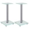 vidaXL Speaker Stands 2 pcs Silver Tempered Glass 1 Pillar Design