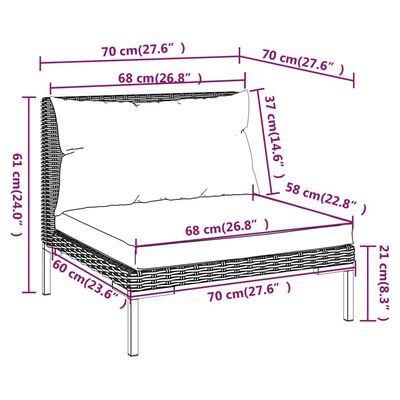 vidaXL 14 Piece Garden Lounge Set with Cushions Poly Rattan Dark Grey