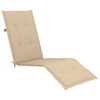vidaXL Outdoor Deck Chair with Footrest and Cushion Solid Acacia Wood