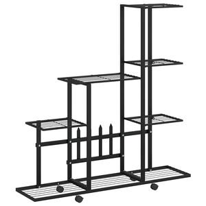 vidaXL Flower Stand with Wheel 94.5x25x92.5 cm Black Metal