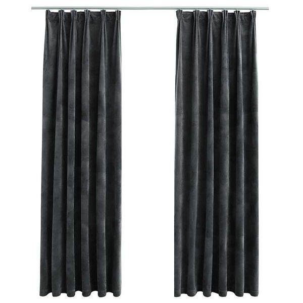 vidaXL Blackout Curtains 2 pcs with Hooks Velvet Anthracite 140x225 cm