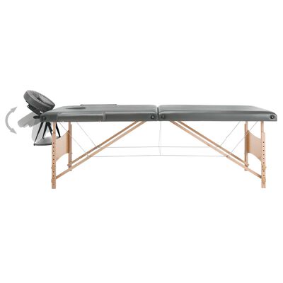 vidaXL Massage Table with 2 Zones Wooden Frame Anthracite 186x68 cm