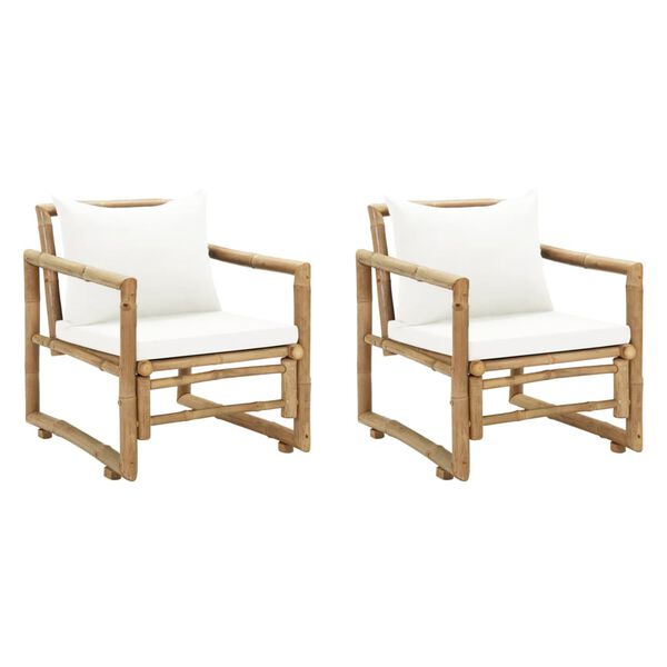 vidaXL Garden Chairs 2 pcs with Cushions and Pillows Bamboo