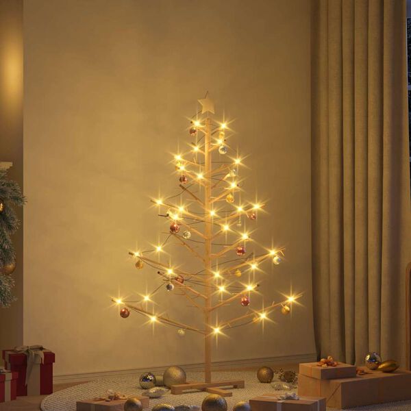 vidaXL Wooden Christmas Tree with Stand Natural 150 cm Solid pine wood