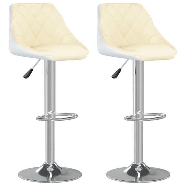 vidaXL Bar Stools 2 pcs Cream and White Faux Leather