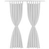 2 pcs White Micro-Satin Curtains with Loops 140 x 245 cm