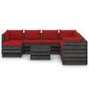 vidaXL 9 Piece Garden Lounge Set with Cushions Grey Impregnated Wood