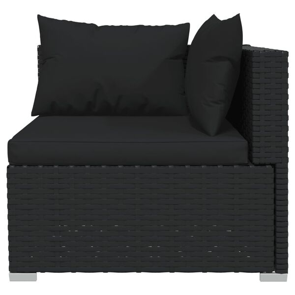 vidaXL 10 Piece Garden Lounge Set with Cushions Poly Rattan Black