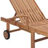 vidaXL Sun Lounger with Green Cushion Solid Teak Wood
