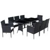 vidaXL 9 Piece Outdoor Dining Set with Cushions Poly Rattan Black