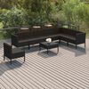 vidaXL 9 Piece Garden Lounge Set with Cushions Poly Rattan Black
