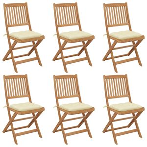 vidaXL Folding Garden Chairs 6 pcs with Cushions Solid Acacia Wood
