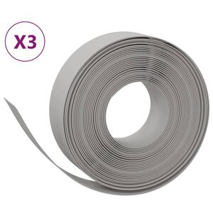 vidaXL Garden Edgings 3 pcs Grey 10 m 15 cm Polyethylene