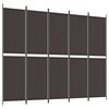 vidaXL 5-Panel Room Divider Brown 250x200 cm Fabric