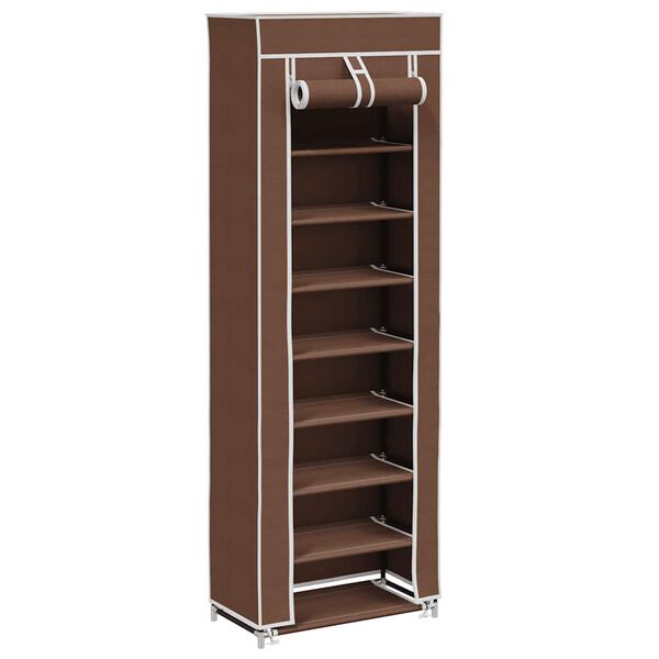 Fabric Shoe Cabinet with Cover 162 x 57 x 29 cm Brown