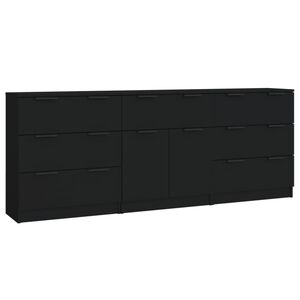 vidaXL Sideboard | Set of 3 | Black | Engineered Wood | Standard | Sideboard