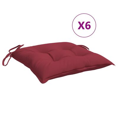 vidaXL Chair Cushions 6 pcs Wine Red 50x50x7 cm Oxford Fabric