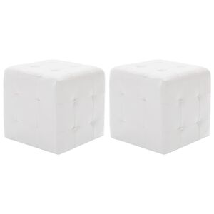 vidaXL Pouffe | White | Faux Leather, Wood, Polyester | 30x30x30 cm | Modern
