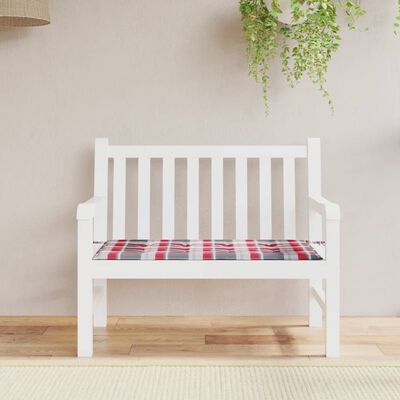 vidaXL Garden Bench Cushion Red Check Pattern 120x50x3cm Oxford Fabric