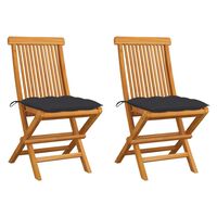 vidaXL Garden Chairs with Anthracite Cushions 2 pcs Solid Teak Wood