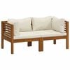 vidaXL 2-Seater Garden Sofa with Cream Cushion Solid Acacia Wood