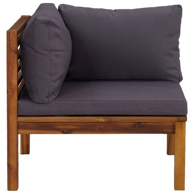 vidaXL Corner Sofas 2 pcs with Dark Grey Cushions Solid Acacia Wood
