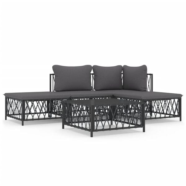 vidaXL 5 Piece Garden Lounge Set with Cushions Anthracite Steel