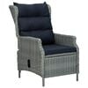 vidaXL Reclining Garden Chair with Cushions Poly Rattan Light Grey