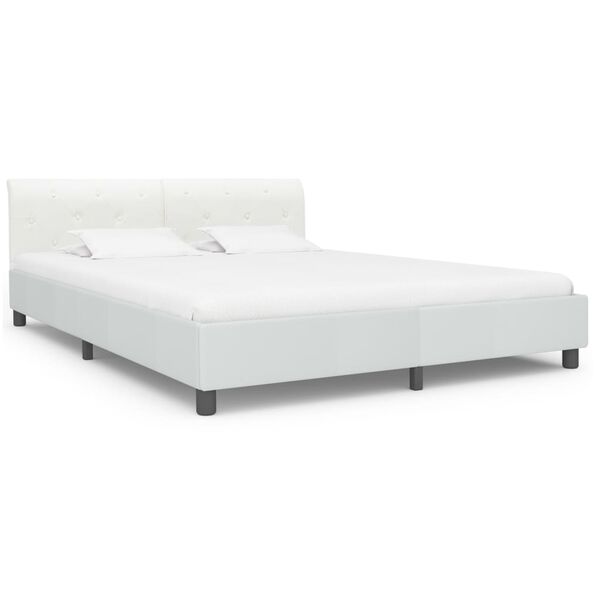vidaXL Bed Frame without Mattress White Faux Leather 160x200 cm