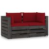 vidaXL 2-Seater Garden Sofa with Cushions Grey Impregnated Wood