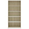 vidaXL 5-Tier Book Cabinet White and Sonoma Oak 80x24x175 cm Engineered Wood