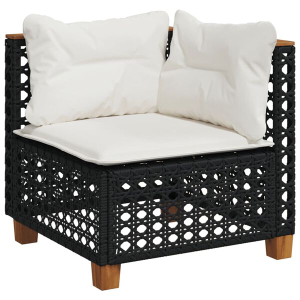 vidaXL 6 Piece Garden Sofa Set with Cushions Black Poly Rattan
