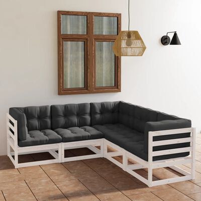 vidaXL 5 Piece Garden Lounge Set with Cushions Solid Wood Pine