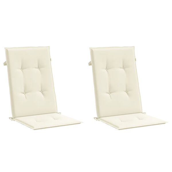 vidaXL Garden Highback Chair Cushions 2 pcs Cream 120x50x3 cm Fabric