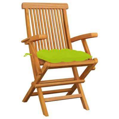 vidaXL Garden Chairs with Bright Green Cushions 3 pcs Solid Teak Wood