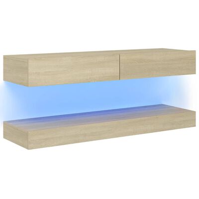 vidaXL TV Cabinet with LED Lights Sonoma Oak 120x35 cm