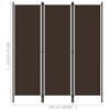 vidaXL 3-Panel Room Divider Brown 150x180 cm