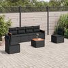 vidaXL 7 Piece Garden Sofa Set with Cushions Black Poly Rattan