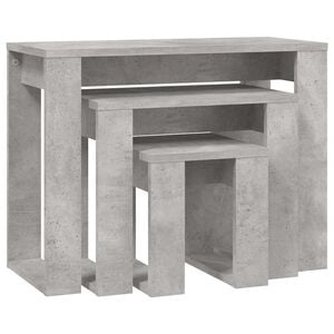 vidaXL Nesting Tables 3 pcs Concrete Grey Engineered Wood