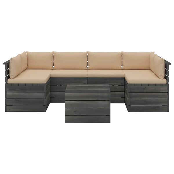 vidaXL 7 Piece Garden Pallet Lounge Set with Cushions Solid Pinewood