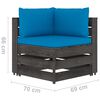 vidaXL 3-Seater Garden Sofa with Cushions Grey Impregnated Wood