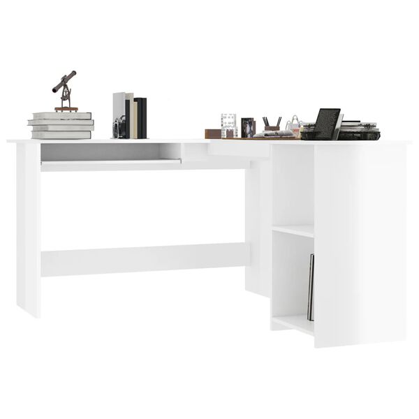 vidaXL L-Shaped Corner Desk High Gloss White 120x140x75 cm Engineered Wood