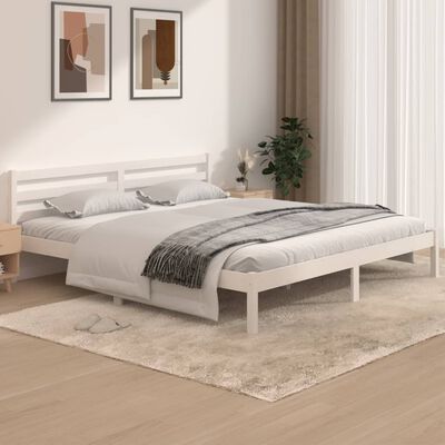 vidaXL Bed Frame without Mattress 180x200 cm Super King White Super King Size