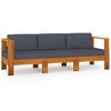 vidaXL Wooden Garden Sofa | Dark Grey | Solid Acacia Wood, 100% Polyester Fabric