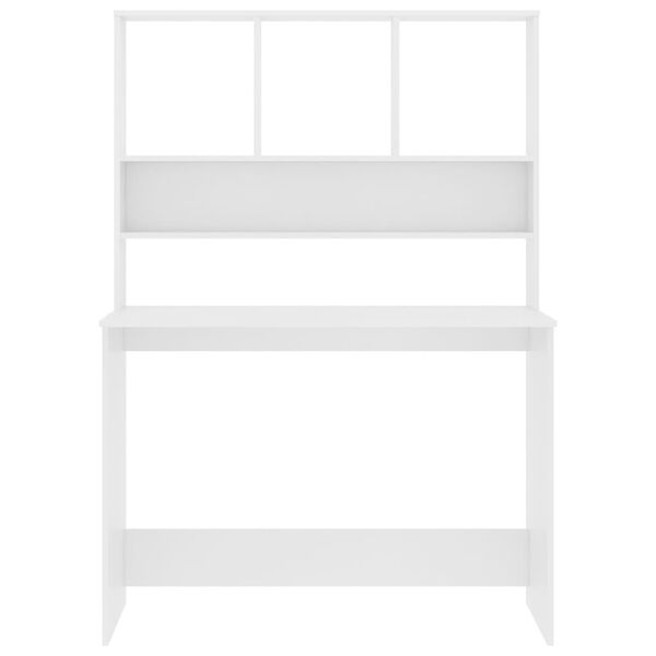 vidaXL Desk with Shelf White 110x45x157 cm Engineered Wood