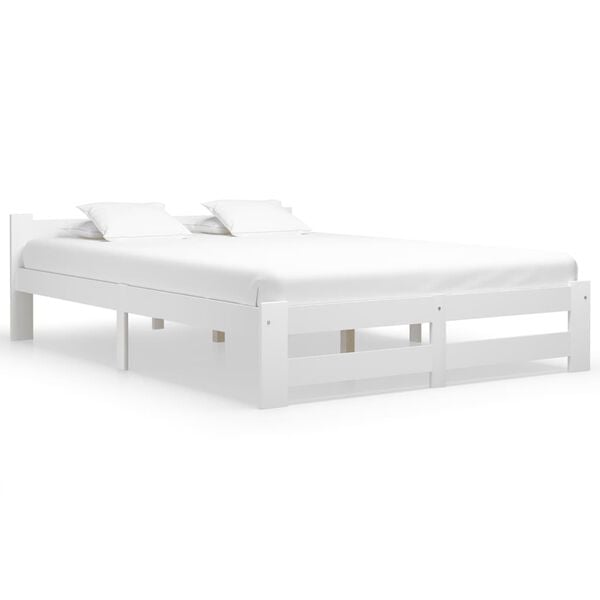 vidaXL Bed Frame without Mattress White Solid Pine Wood 160x200 cm