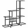 vidaXL Flower Stand with Wheel 94,5x25x92,5 cm Black Metal
