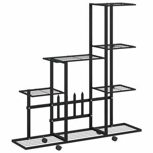vidaXL Flower Stand with Wheel 94,5x25x92,5 cm Black Metal